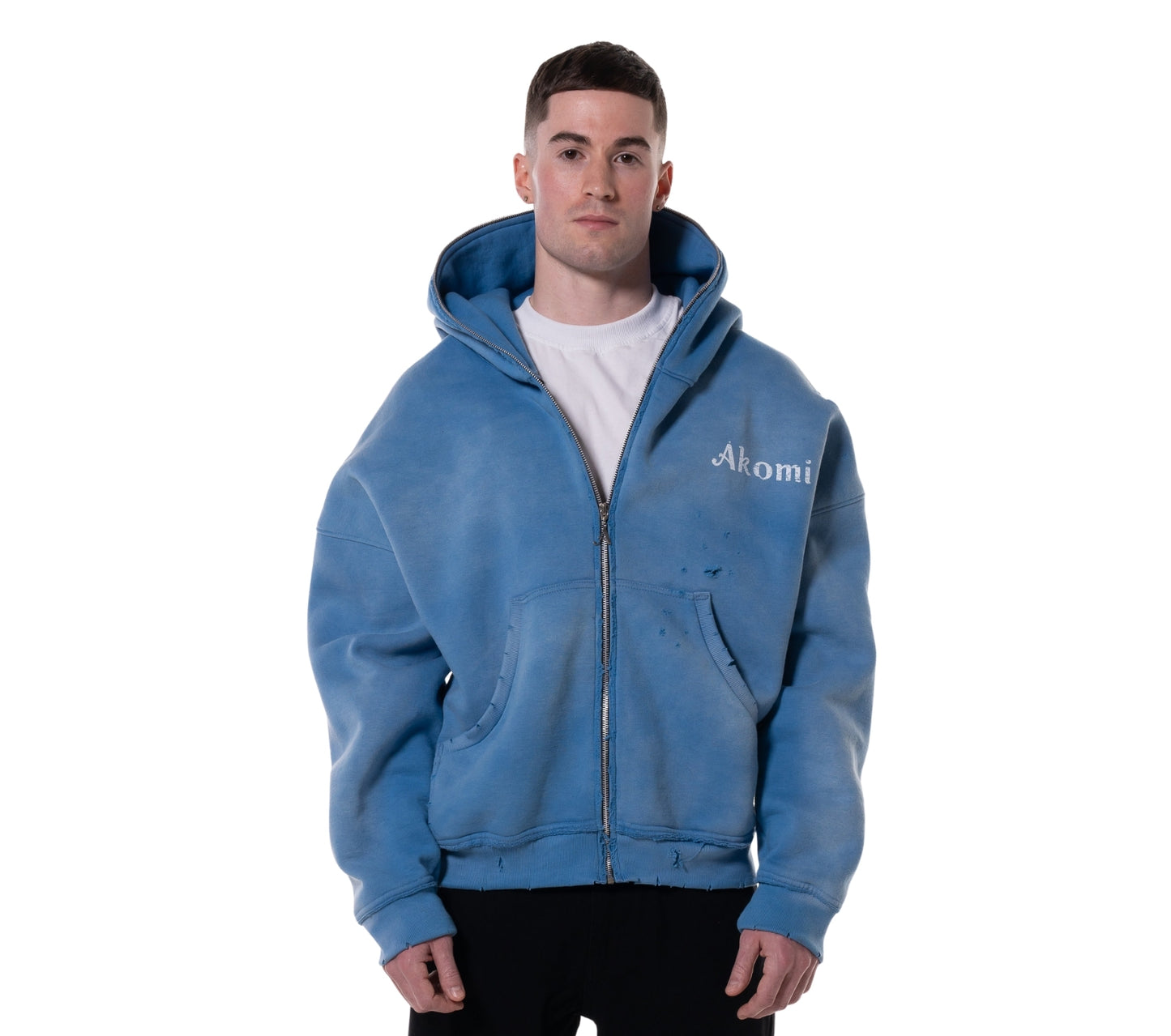 BLUE "LODJA" DISTRESSED HOODIE