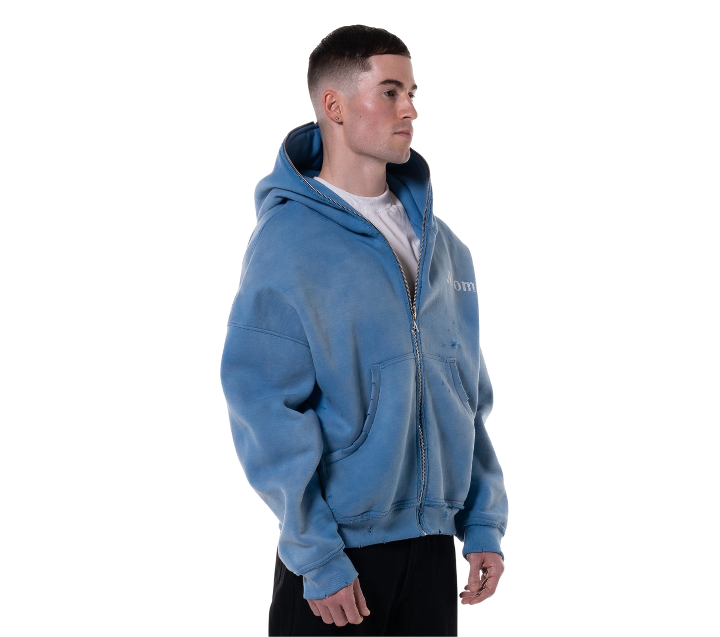 BLUE "LODJA" DISTRESSED HOODIE