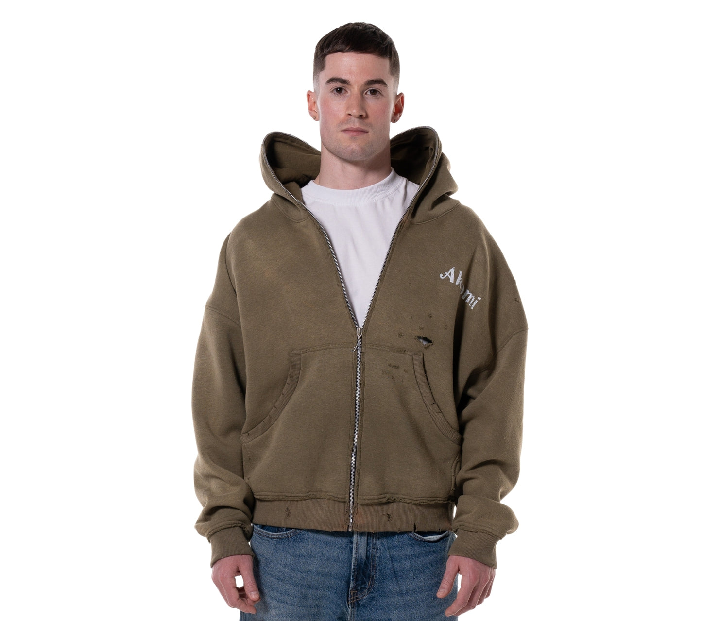 GREEN "LODJA" DISTRESSED HOODIE