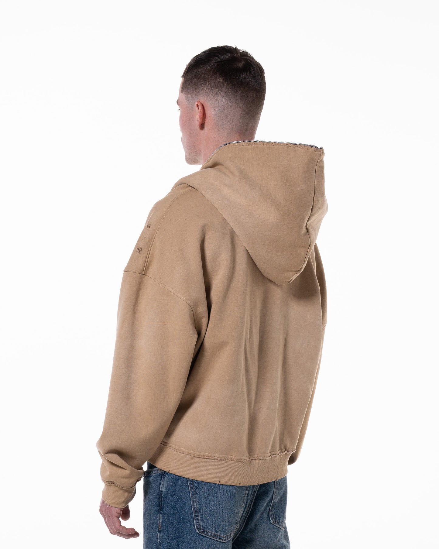 BEIGE "LODJA" DISTRESSED HOODIE