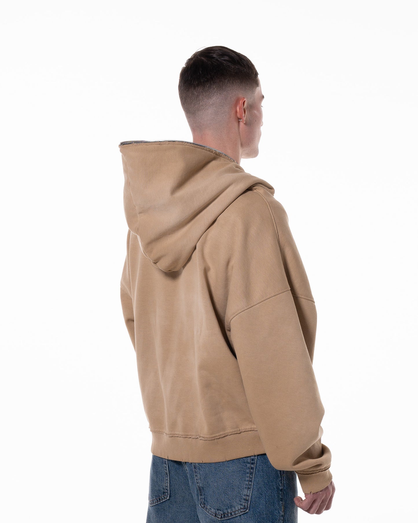 BEIGE "LODJA" DISTRESSED HOODIE