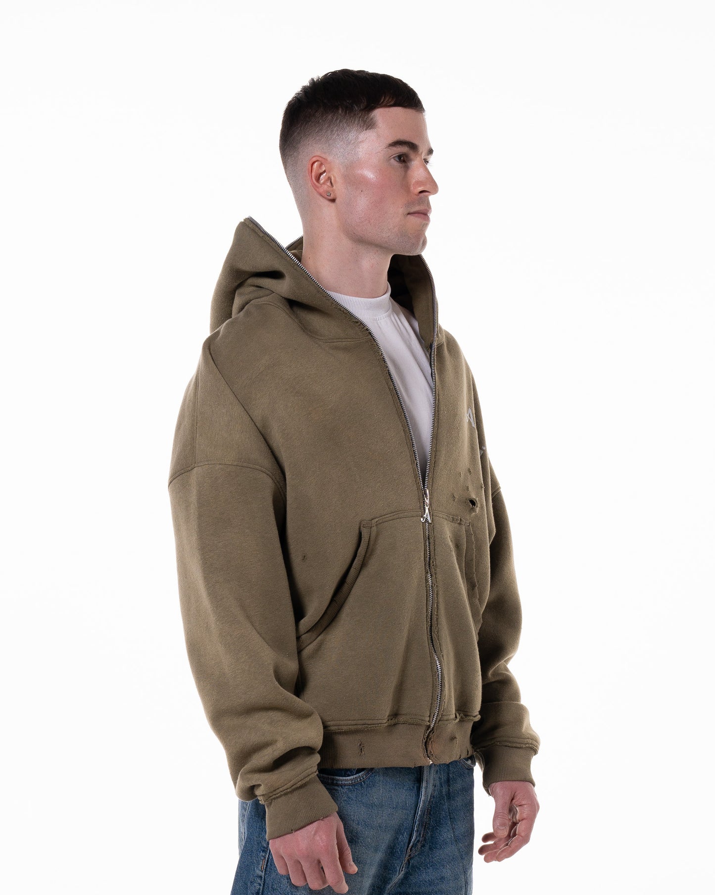 GREEN "LODJA" DISTRESSED HOODIE