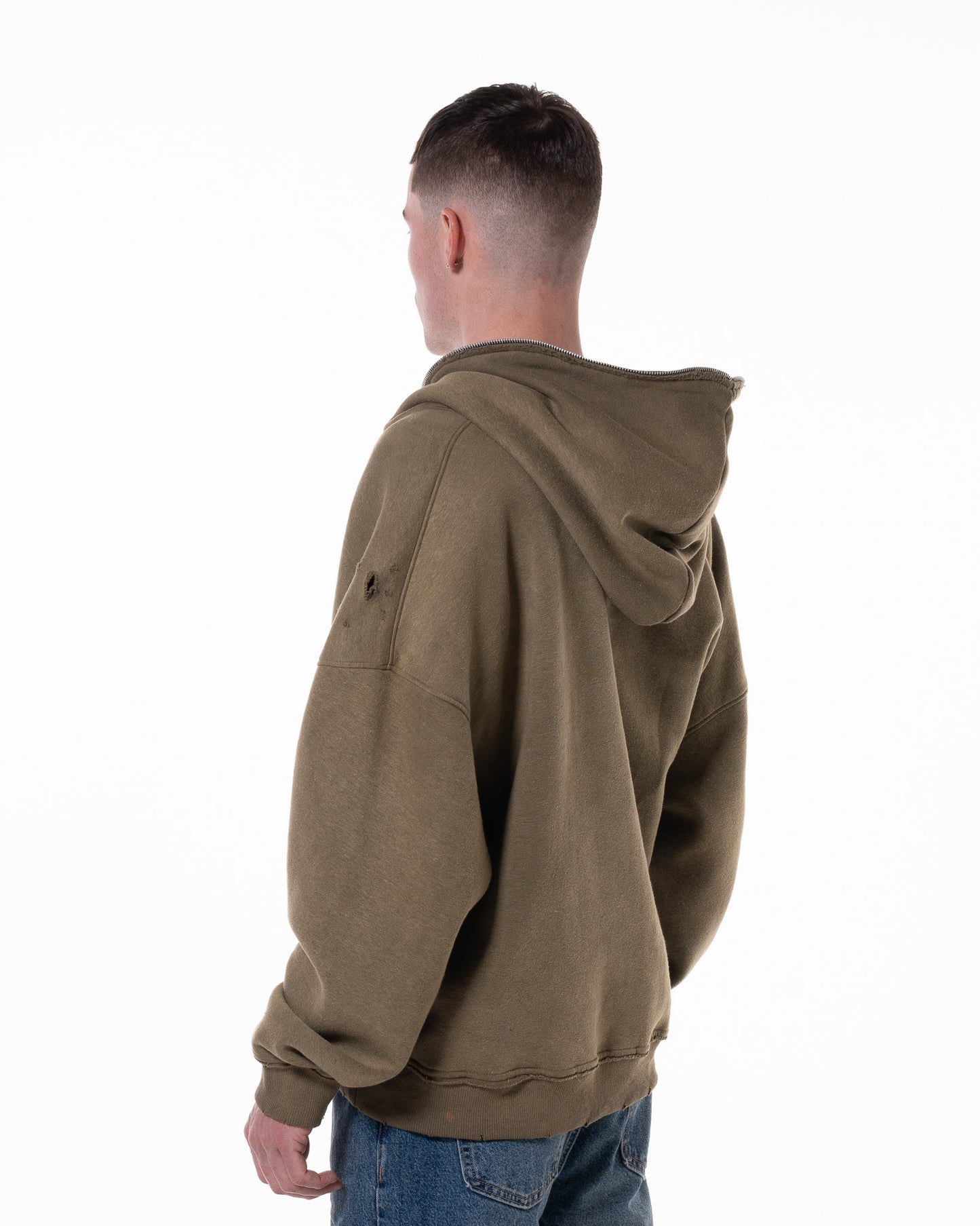 GREEN "LODJA" DISTRESSED HOODIE