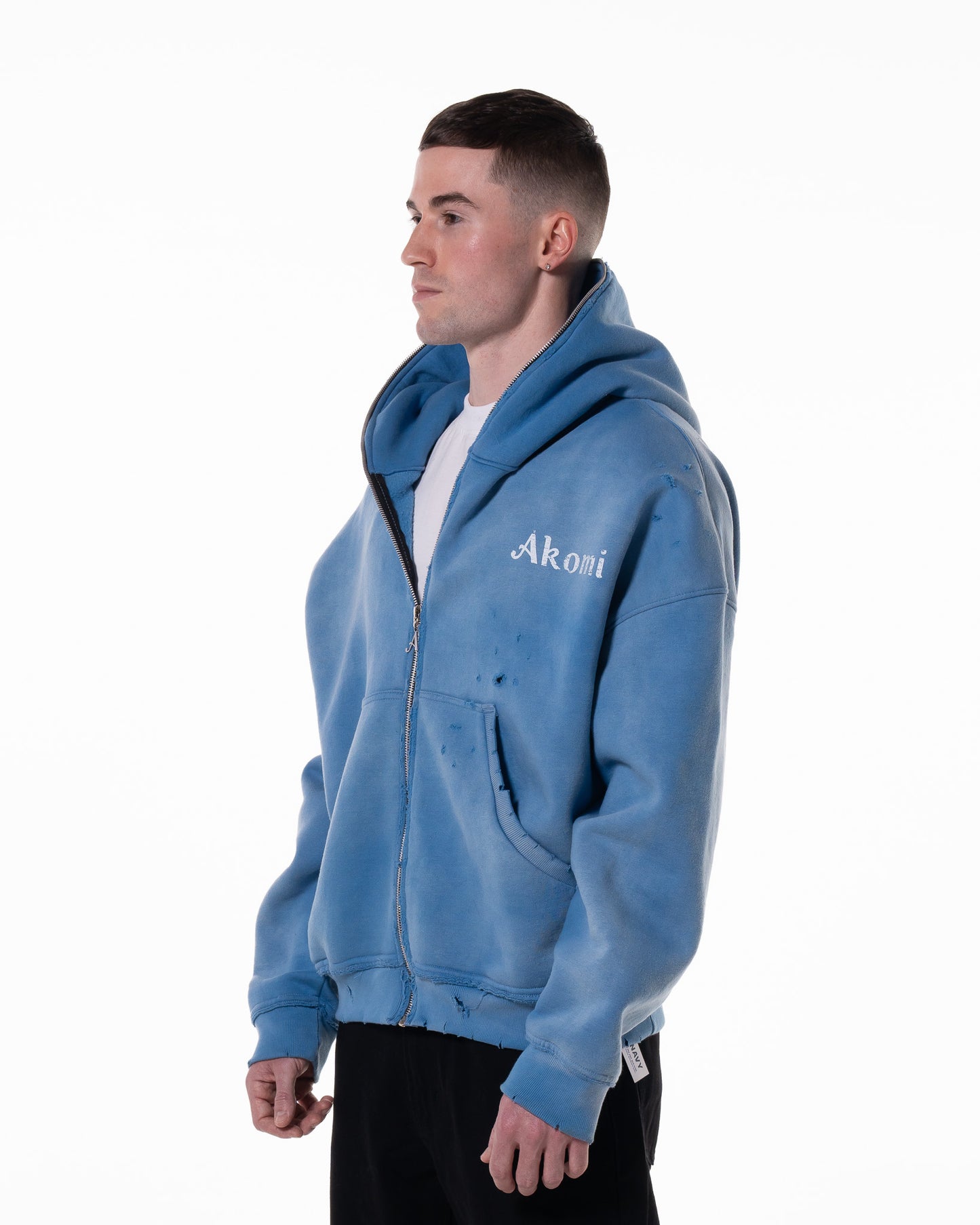 BLUE "LODJA" DISTRESSED HOODIE